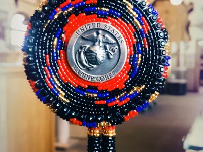 Beaded Marine Corps Bolo Tie