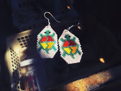 Brick Stitch Turtle Earrings