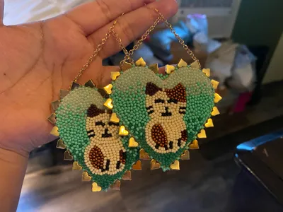 Beaded Cat Earrings