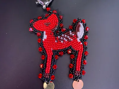 Beaded Flat Stitch Fawn Keychain