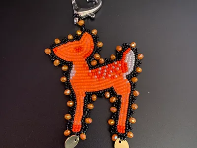 Beaded Flat Stitch Fawn Keychain