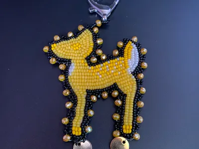 Beaded Flat Stitch Fawn Keychain