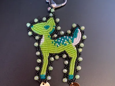 Beaded Flat Stitch Fawn Keychain