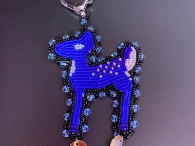 Beaded Flat Stitch Fawn Keychain