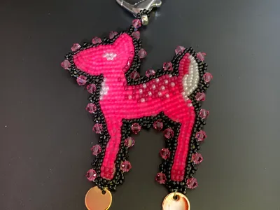 Beaded Flat Stitch Fawn Keychain