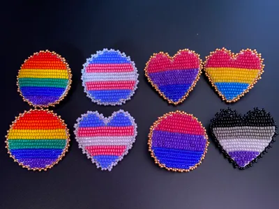 Flat Stitch Beaded Pride Pins